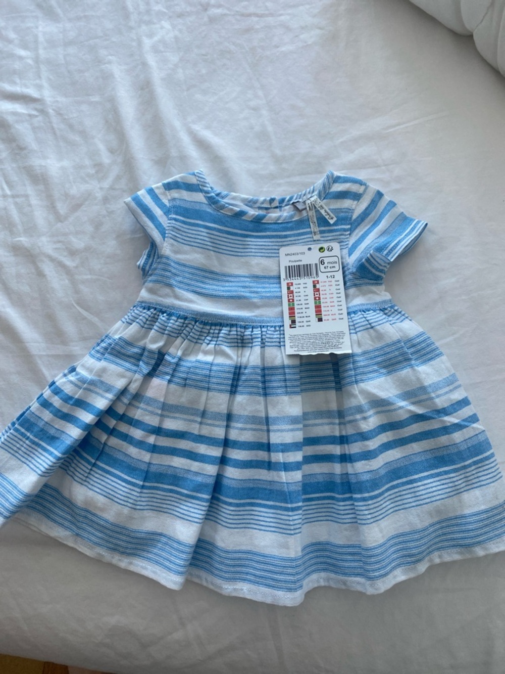 Baby Boutique Blue & White Striped Cotton Dress